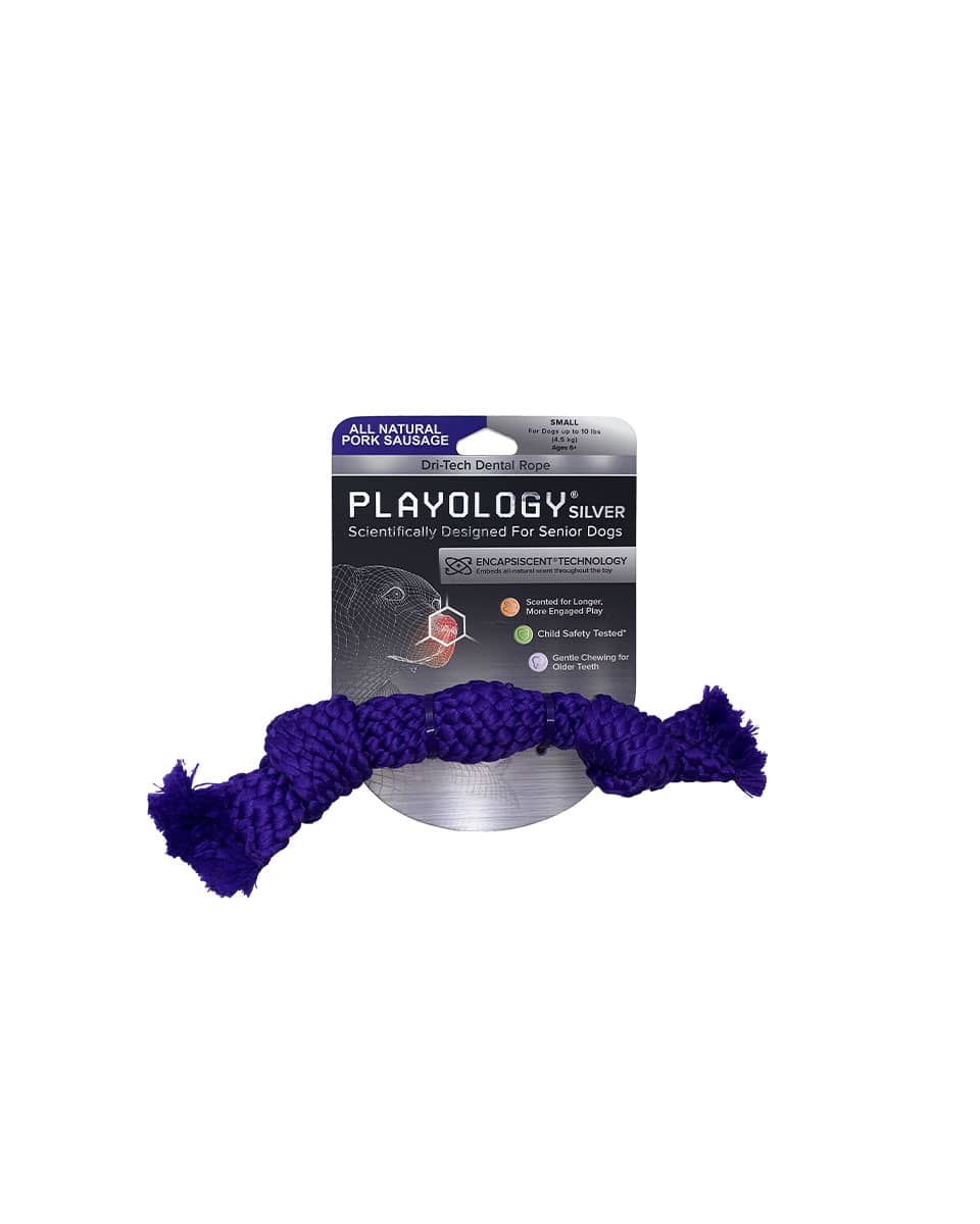 Playology Silver Dri-Tech Dental Rope dog toy