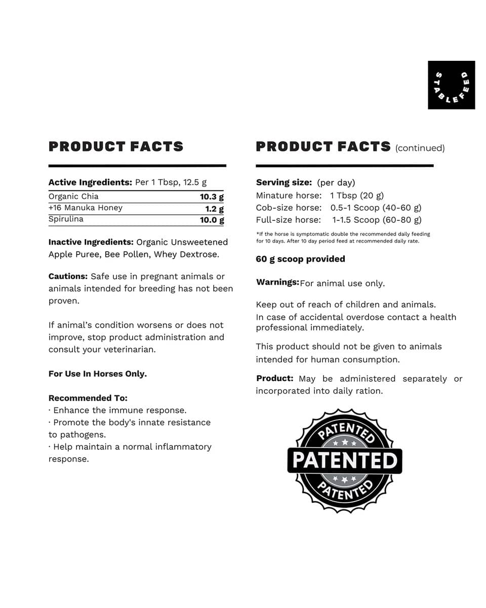 StableFeed Boosted Spirulina Chia Label