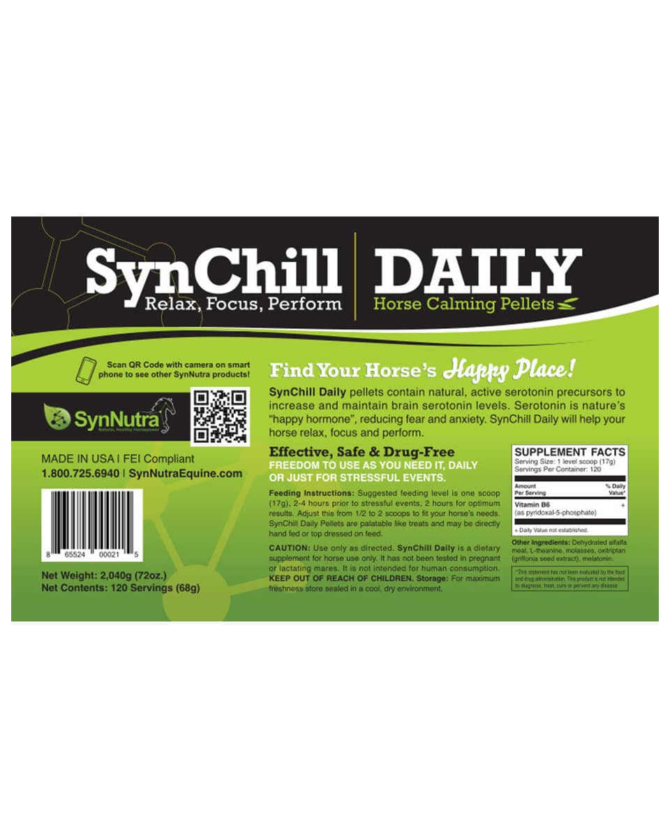 SynChill Daily Pellets calming supplement for horses