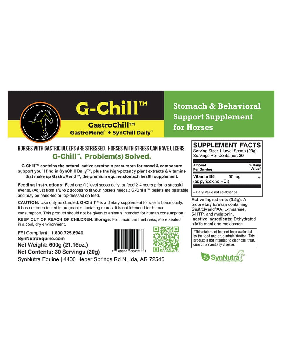 SynNutra GastroChill (G-Chill) Supplement Label