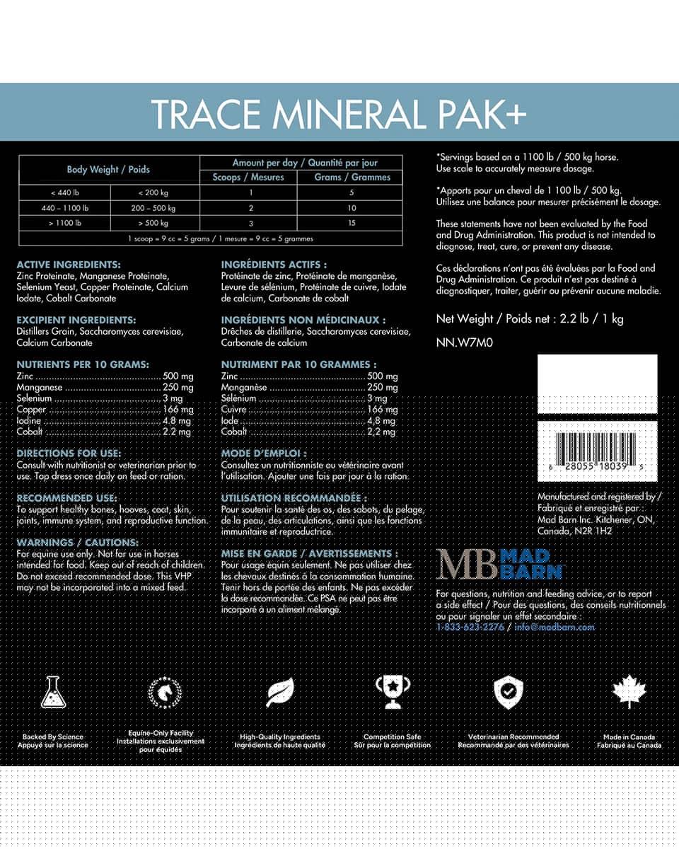 Mad Barn Trace Mineral Pak Label