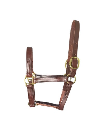 Horse Cents Leather Turnout Halter with English Chin and Two Buckles