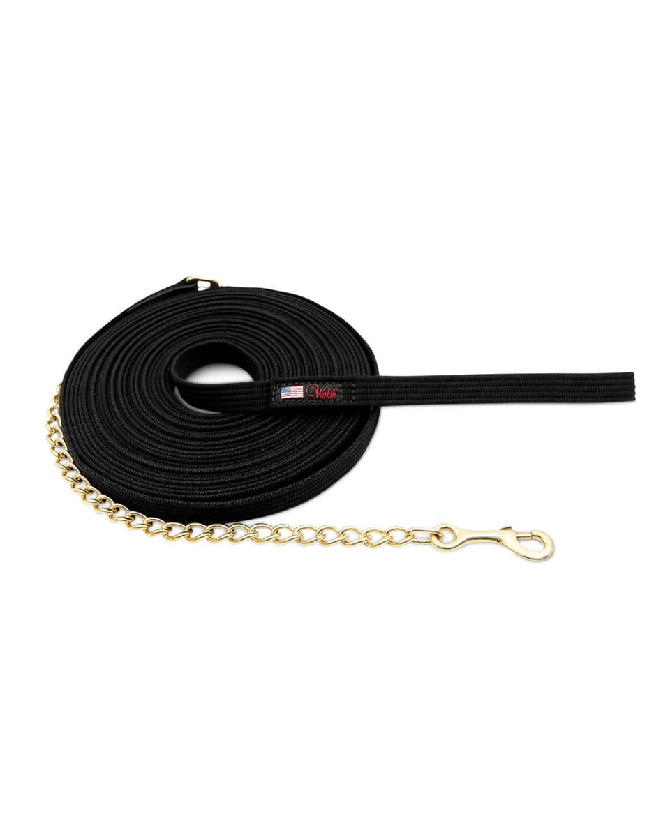 Walsh Lunge Line w/ 30" Chain - 50' cotton black