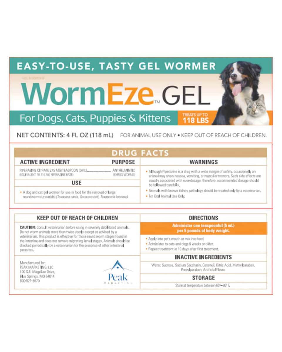 WormEze Gel is a dewormer for dogs, cats, puppies or kittens