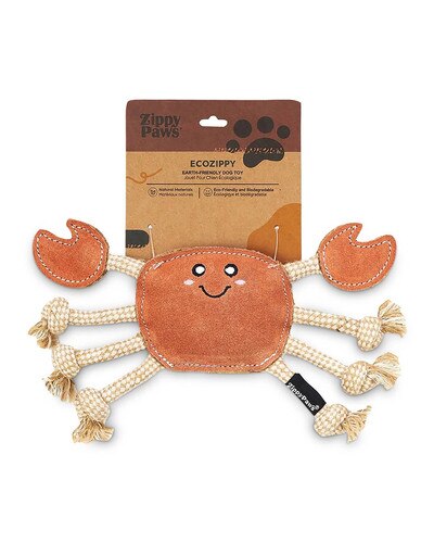 ZippyPaws ecoZippy Suede & Rope Buddies Crab Dog Toy